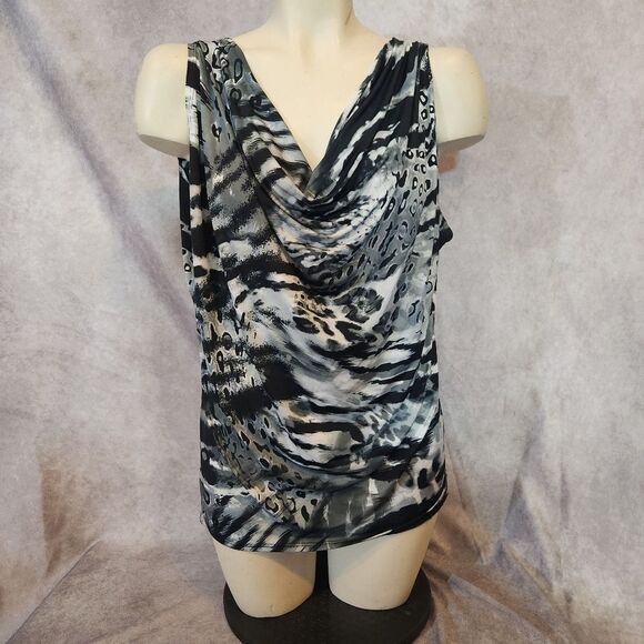 Lafiance Stylish Black and Gray Women's Top Size Large - Picture 2 of 4